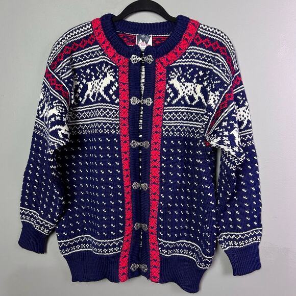 Dale of Norway sweater men's Medium unisex cardigan reindeer fair isle‎ grandpa - Picture 7 of 13